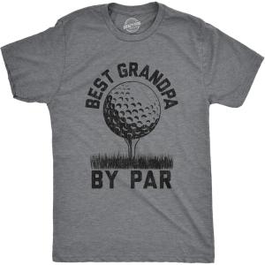 Funny Mens Golfing T Shirts Best Dad by Par and Other Graphic Golf Tees for Dads(Dark Heather Grey – Grandpa By Par)