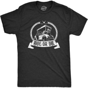 Funny Mens Golfing T Shirts Best Dad by Par and Other Graphic Golf Tees for Dads(Heather Black – Ride Or Die)