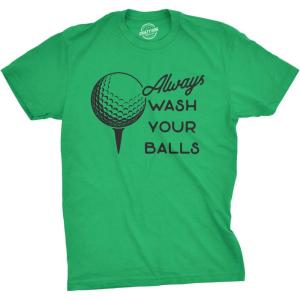 Funny Mens Golfing T Shirts Best Dad by Par and Other Graphic Golf Tees for Dads(Heather Green – Wash Your Balls)