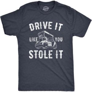 Funny Mens Golfing T Shirts Best Dad by Par and Other Graphic Golf Tees for Dads(Heather Navy – Stole It)