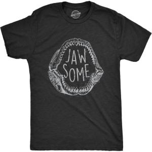 Funny Shark T Shirts for Men Jaws Shirts for Guys Funny Graphic Tees for Shark Week(Heather Black – Jawsome)