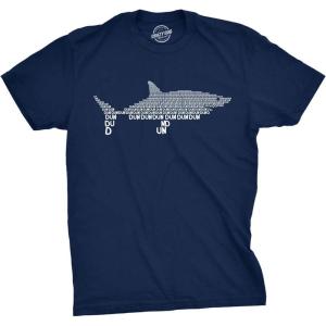 Funny Shark T Shirts for Men Jaws Shirts for Guys Funny Graphic Tees for Shark Week(Heather Navy – Dun Dun)