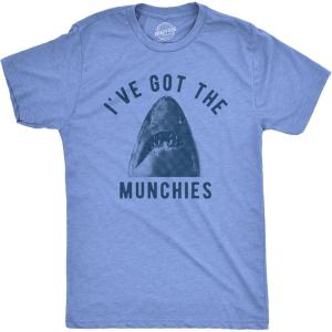 Funny Shark T Shirts for Men Jaws Shirts for Guys Funny Graphic Tees for Shark Week(Light Heather Blue – Munchies)
