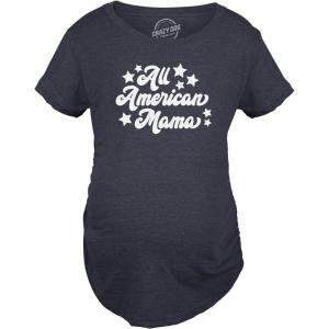 Maternity All American Mama T Shirt Cute 4th of July Pregnancy Tee(Heather Navy)