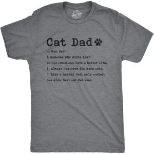 Mens Cat Dad Definition T Shirt Funny Father’s Day Pet Kitty Animal Lover Graphic Tee(Dark Heather Grey)