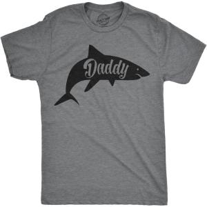 Mens Daddy Shark T Shirt Cute Funny Family Cool Best Dad Vacation Tee for Guys(Dark Heather Grey – Daddy Shark)