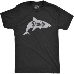 Mens Daddy Shark T Shirt Cute Funny Family Cool Best Dad Vacation Tee for Guys(Heather Black – Daddy Shark)
