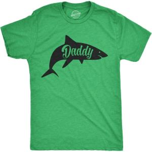 Mens Daddy Shark T Shirt Cute Funny Family Cool Best Dad Vacation Tee for Guys(Heather Green – Daddy Shark)