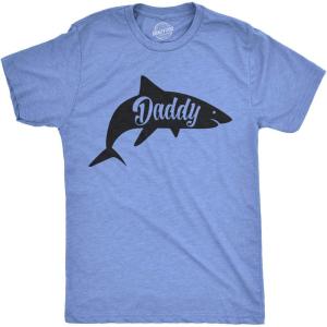 Mens Daddy Shark T Shirt Cute Funny Family Cool Best Dad Vacation Tee for Guys(Heather Light Blue – Daddy Shark)