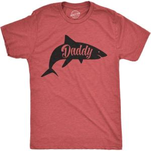 Mens Daddy Shark T Shirt Cute Funny Family Cool Best Dad Vacation Tee for Guys(Heather Red – Daddy Shark)