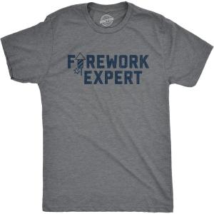 Mens Firework T Shirts Funny 4th of July Tees Firecracker Graphic Novelty Tees for Guys(Dark Heather Grey – Expert)