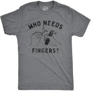 Mens Firework T Shirts Funny 4th of July Tees Firecracker Graphic Novelty Tees for Guys(Dark Heather Grey – Fingers)
