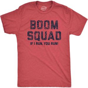 Mens Firework T Shirts Funny 4th of July Tees Firecracker Graphic Novelty Tees for Guys(Heather Red – Boom Squad)