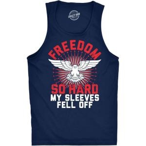 Mens Fitness Tank Freedom so Hard My Sleeves Fell Off Tanktop Funny USA 4th of July Shirt(Navy)