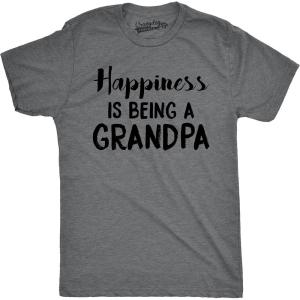 Mens Happiness is Being a Grandpa Funny Papa Family Graphic Fathers Day T Shirt(Dark Heather Grey)