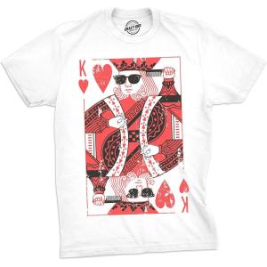 Mens King of Hearts T Shirt Cool Vintage Graphic Novelty Retro Tee for Guys(White)