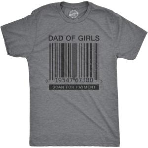 Mens You Cant Scare Me I Have A Daughter, Boys, Girls, and More T Shirts Funny Dad Tees for Father’s Day(Dark Heather Grey – Girls Barcode)