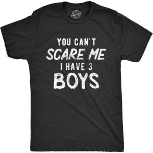 Mens You Cant Scare Me I Have A Daughter, Boys, Girls, and More T Shirts Funny Dad Tees for Father’s Day(Heather Black – Three Boys)