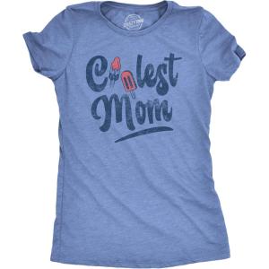 Womens Coolest Mom T Shirt Funny Popsicle Graphic Mothers Day Tee(Heather Light Blue – Coolest Mom)