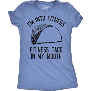 Womens Fitness Taco Funny Gym T Shirt Cool Humor Graphic Muscle Tee for Ladies(Heather Light Blue)