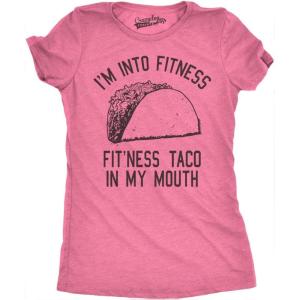 Womens Fitness Taco Funny Gym T Shirt Cool Humor Graphic Muscle Tee for Ladies(Heather Pink)