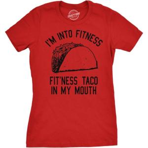 Womens Fitness Taco Funny Gym T Shirt Cool Humor Graphic Muscle Tee for Ladies(Red)