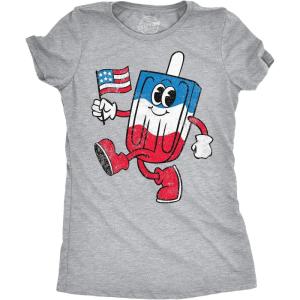 Womens Patriotic T Shirts Funny Fourth of July Tees for Women on Independence Day(Light Heather Grey – Usa Popsicle)