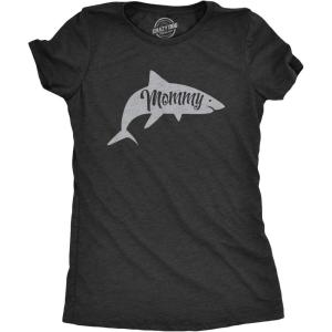 Womens Peace Love Tacos T Shirt Funny Saying Cute Graphic Vintage Ladies Design(Heather Black – Mommy Shark)