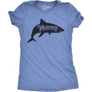 Womens Peace Love Tacos T Shirt Funny Saying Cute Graphic Vintage Ladies Design(Heather Light Blue – Mommy Shark)