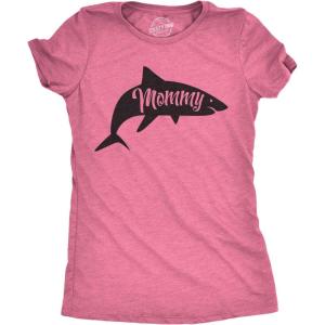 Womens Peace Love Tacos T Shirt Funny Saying Cute Graphic Vintage Ladies Design(Heather Pink – Mommy Shark)