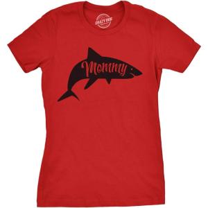 Womens Peace Love Tacos T Shirt Funny Saying Cute Graphic Vintage Ladies Design(Heather Red – Mommy Shark)