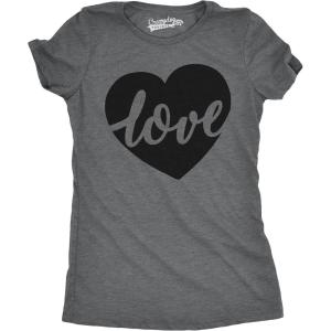 Womens Valentines Shirts Cute Heart T Shirts Funny Valentines Day Tees for Ladies(Dark Heather Grey – Love Heart)