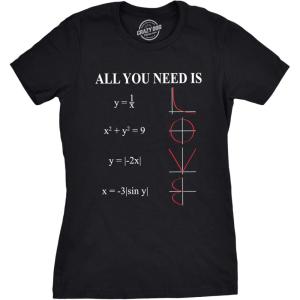 Womens Valentines Shirts Cute Heart T Shirts Funny Valentines Day Tees for Ladies(Heather Black – Equation)