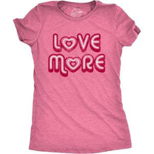 Womens Valentines Shirts Cute Heart T Shirts Funny Valentines Day Tees for Ladies(Heather Pink – Love More)