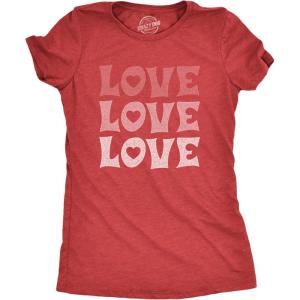 Womens Valentines Shirts Cute Heart T Shirts Funny Valentines Day Tees for Ladies(Heather Red – Love 3x)