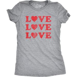 Womens Valentines Shirts Cute Heart T Shirts Funny Valentines Day Tees for Ladies(Light Heather Grey – Love 3x)