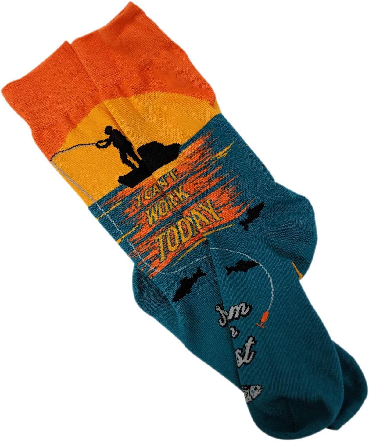 imageCrazy Dog TShirts Funny Mens Fishing Socks Cool Boat Crews for Anglers with RodsArm is in a Cast