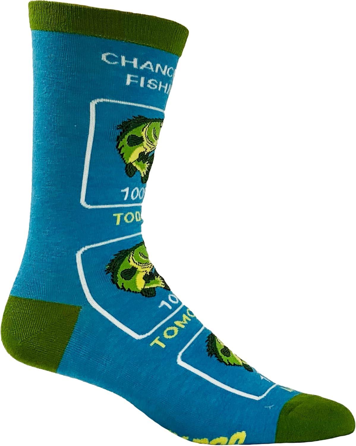 imageCrazy Dog TShirts Funny Mens Fishing Socks Cool Boat Crews for Anglers with RodsChance of Fishing