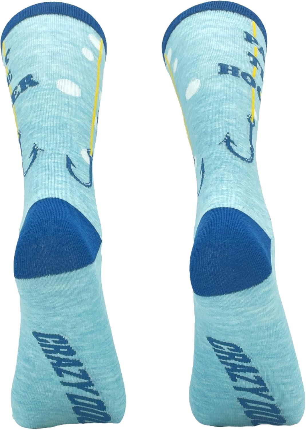 imageCrazy Dog TShirts Funny Mens Fishing Socks Cool Boat Crews for Anglers with RodsPart Time Hooker