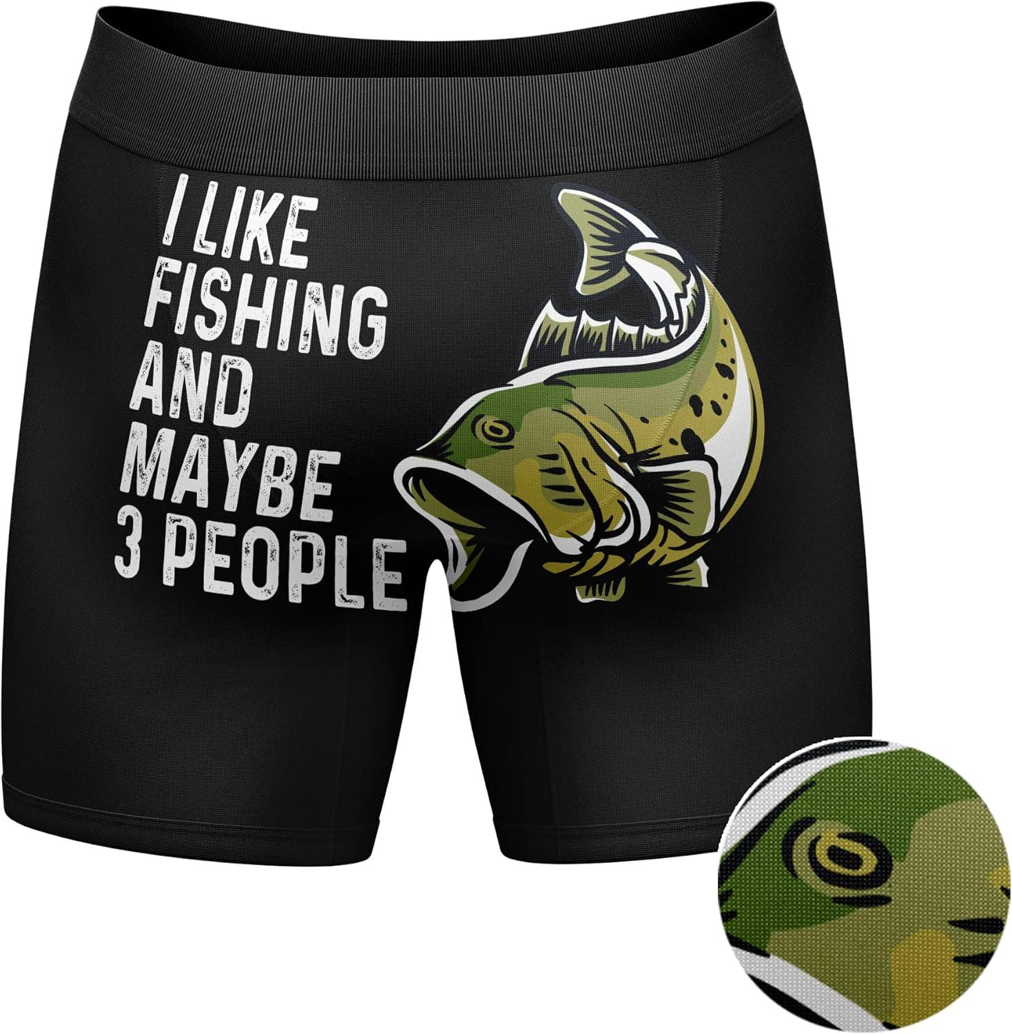 imageCrazy Dog TShirts Mens I Like Fishing and Maybe 3 People Boxer Briefs Funny Gift Novelty Underwear Funny Graphic Boxers Dad Joke Cool Fishing Mens Novelty Boxer Briefs Fish and 3 M