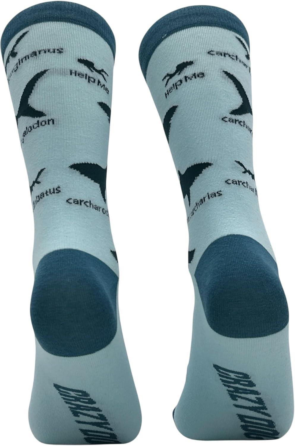 imageCrazy Dog TShirts Mens Shark Socks Funny Sarcastic Shark Week Graphic Footwear for MenHelp Me Shark
