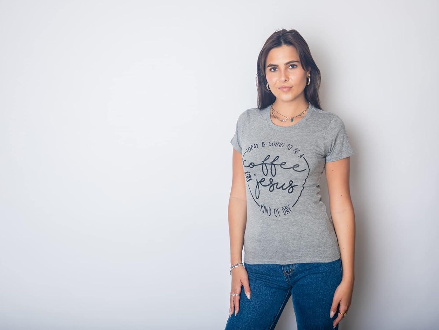 imageCrazy Dog TShirts Womens Coffee and Jesus T Shirt Cute Religious Easter Christian Faith MorningDark Heather Grey