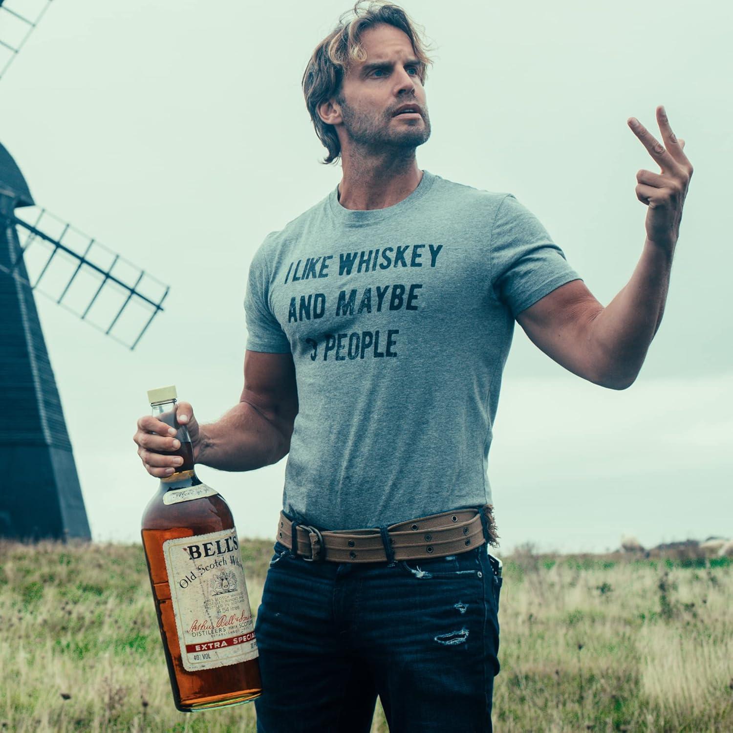 imageFunny Mens Shirts Sarcastic Tees with Funny Sayings and Cool Designs for GuysDark Heather Grey Whiskey and 3 People