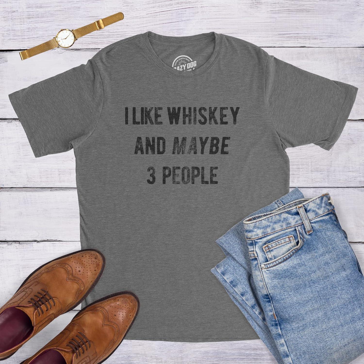 imageFunny Mens Shirts Sarcastic Tees with Funny Sayings and Cool Designs for GuysDark Heather Grey Whiskey and 3 People
