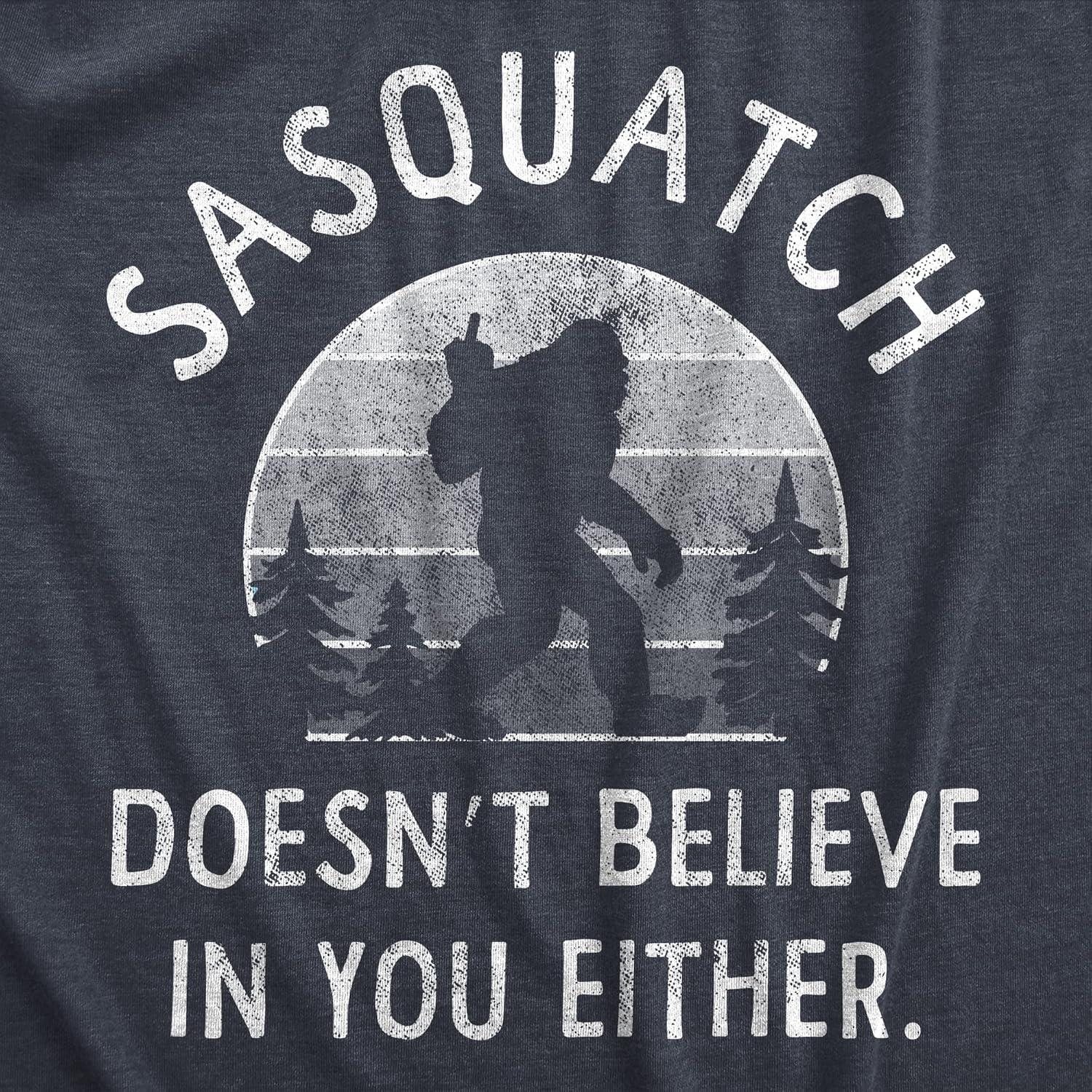 imageFunny Mens Shirts Sarcastic Tees with Funny Sayings and Cool Designs for GuysHeather Navy Sasquatch Believe