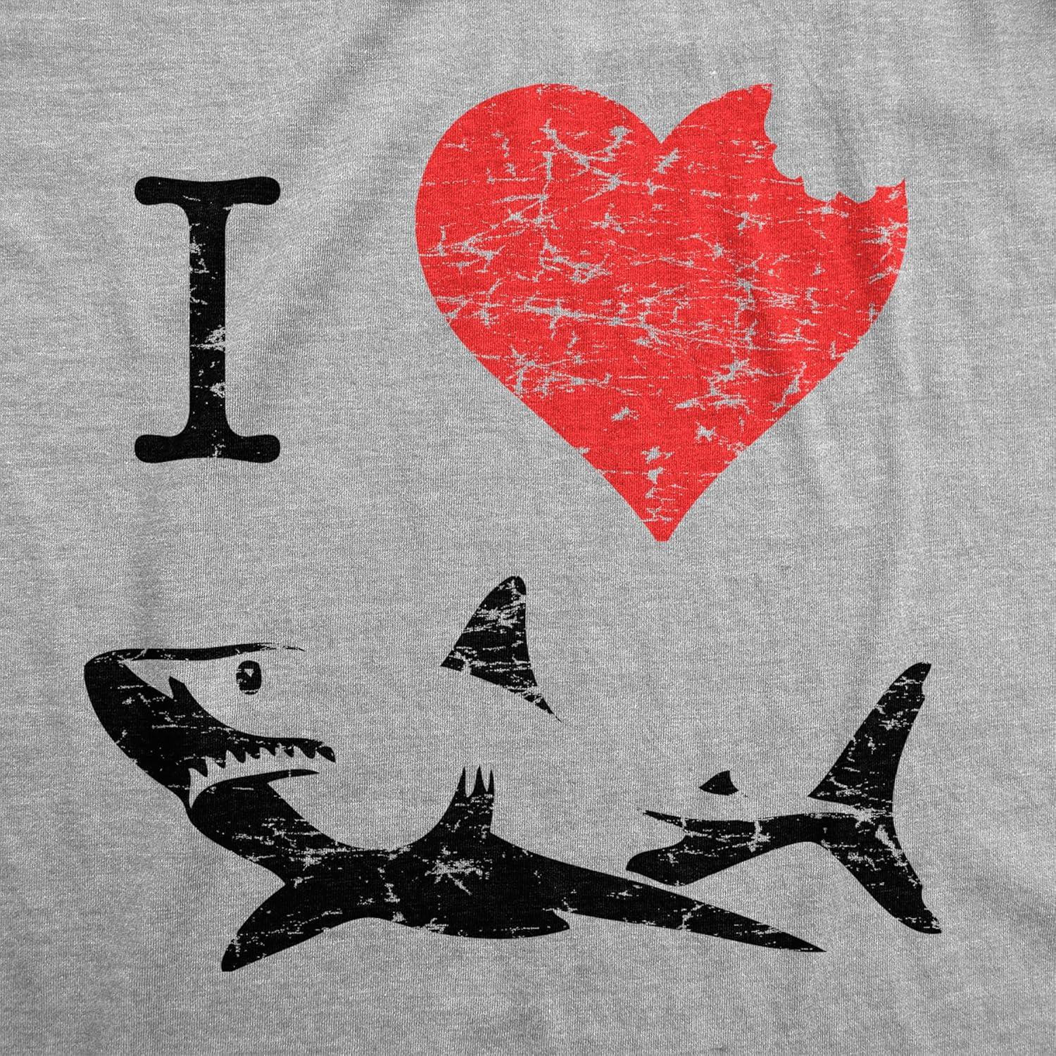 imageKids I Love Sharks T Shirt Classic Youth Shark Bite Shirt Shark TeeLight Heather Grey