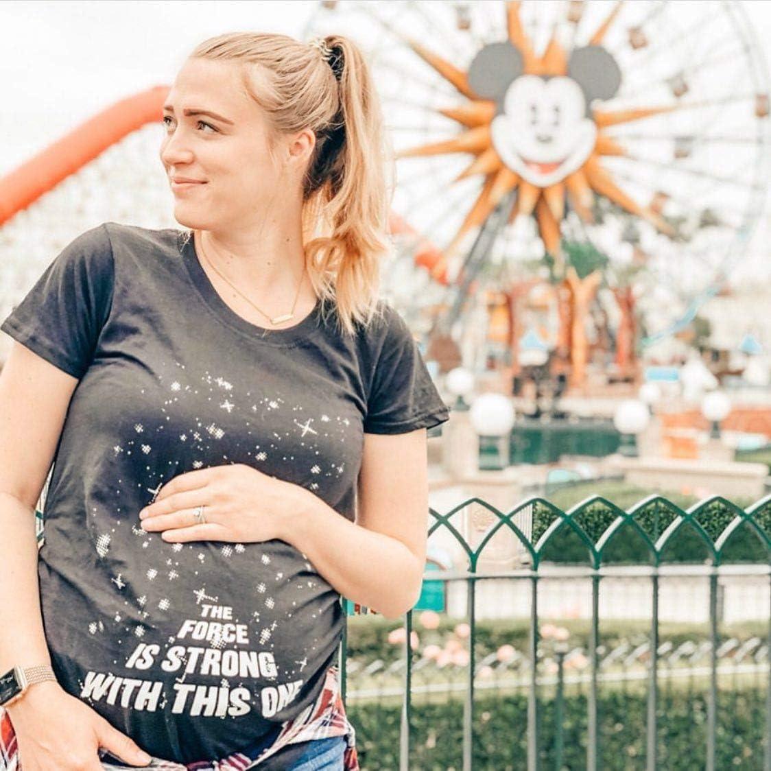 imageMaternity Force is Strong Funny Pregnancy T Shirt Graphic for Expecting MothersBlack