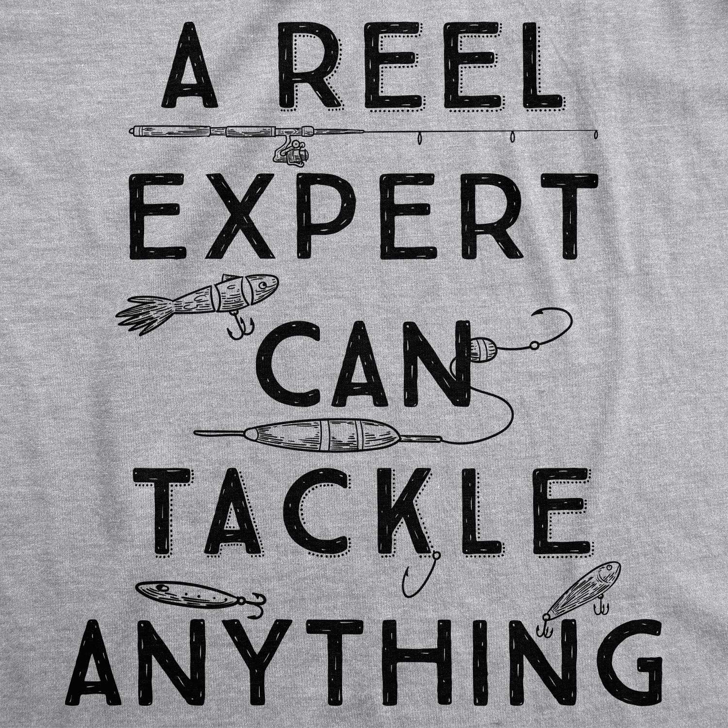 imageMens A Reel Expert Can Tackle Anything T Shirt Funny Fishing TeeLight Heather Grey
