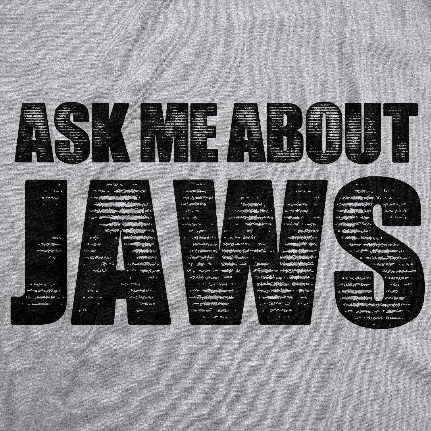 imageMens Ask Me About Jaws Flip Up T Shirt Funny Ocean Shark Movie Tee for GuysLight Heather Grey