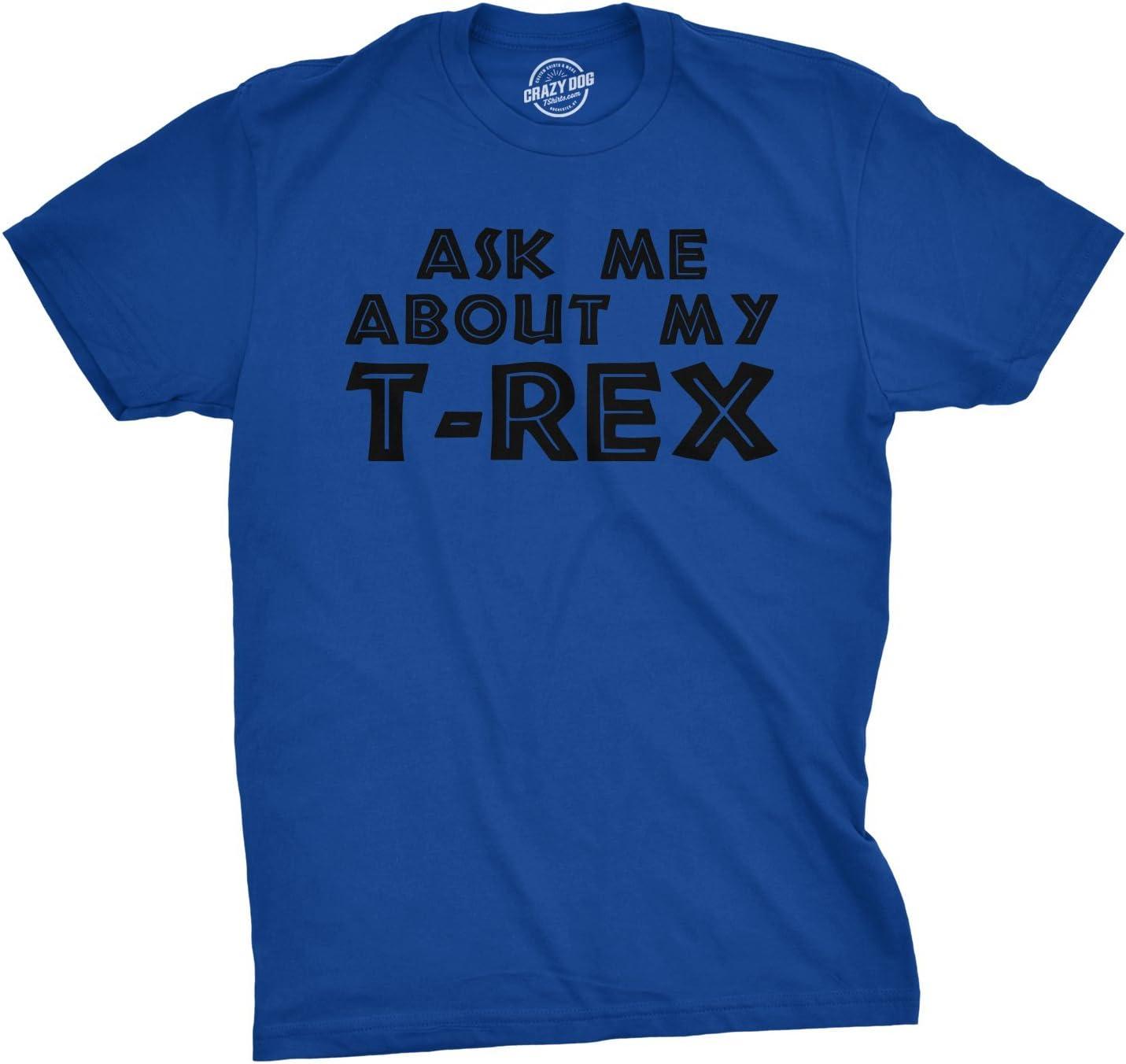 imageMens Ask Me About My Trex T Shirt Funny Cool Dinosaur Flip Graphic Novelty TeesBlue